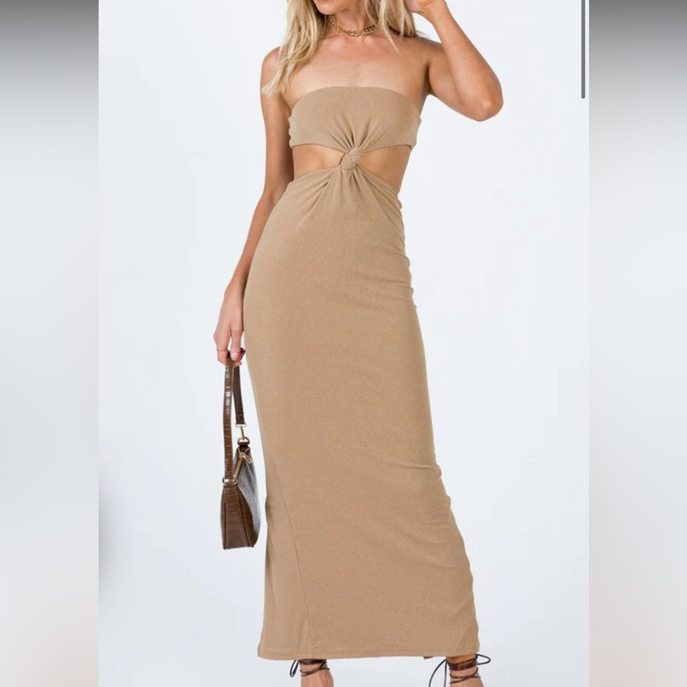 Princess polly cut out Gatlin maxi dress beige